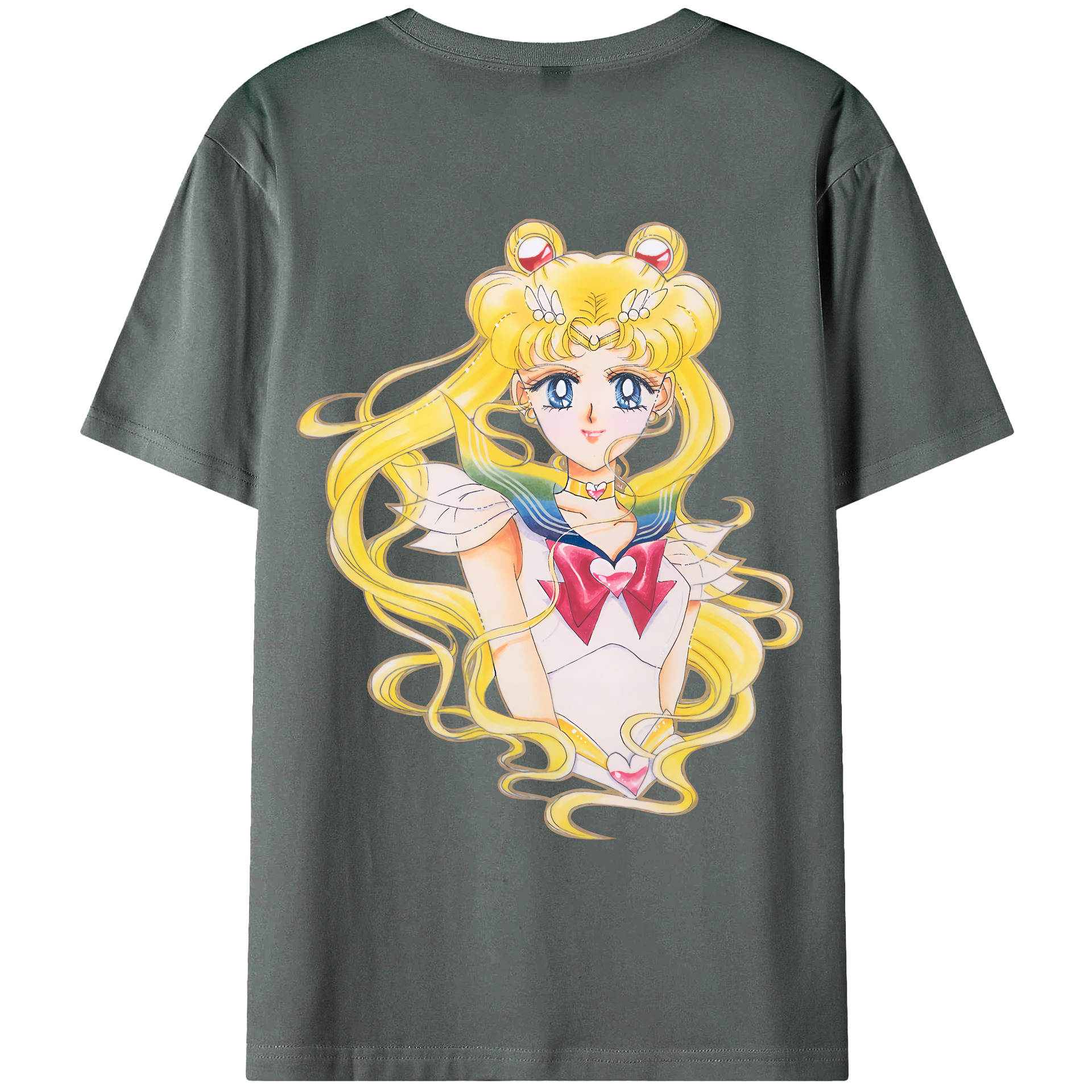 （画像用） 美少女戦士セーラームーン 月野 うさぎ つきの うさぎ Sailor Moon Tsukino Usagi 綿100％ メンズ半袖Tシャツ（バックプリント） 通気性